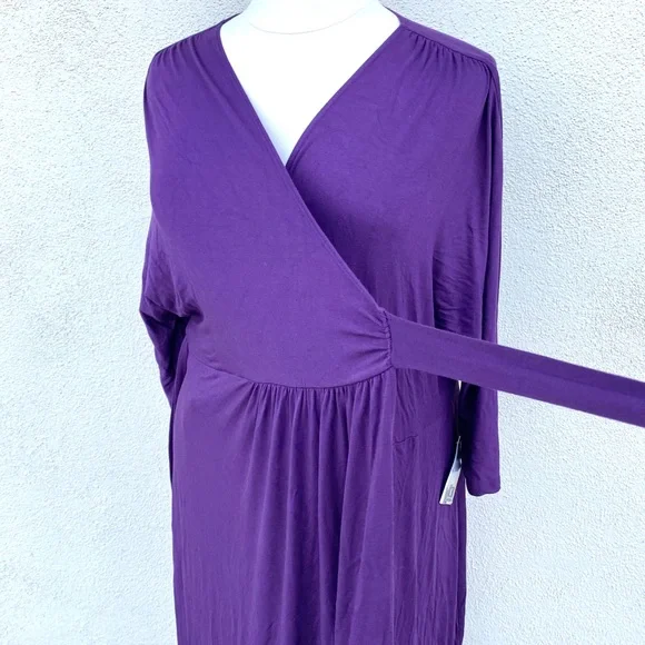 KIYONNA velvet wrap dress maxi stretch floor length tall plus size gown 1X long - Picture 3 of 13